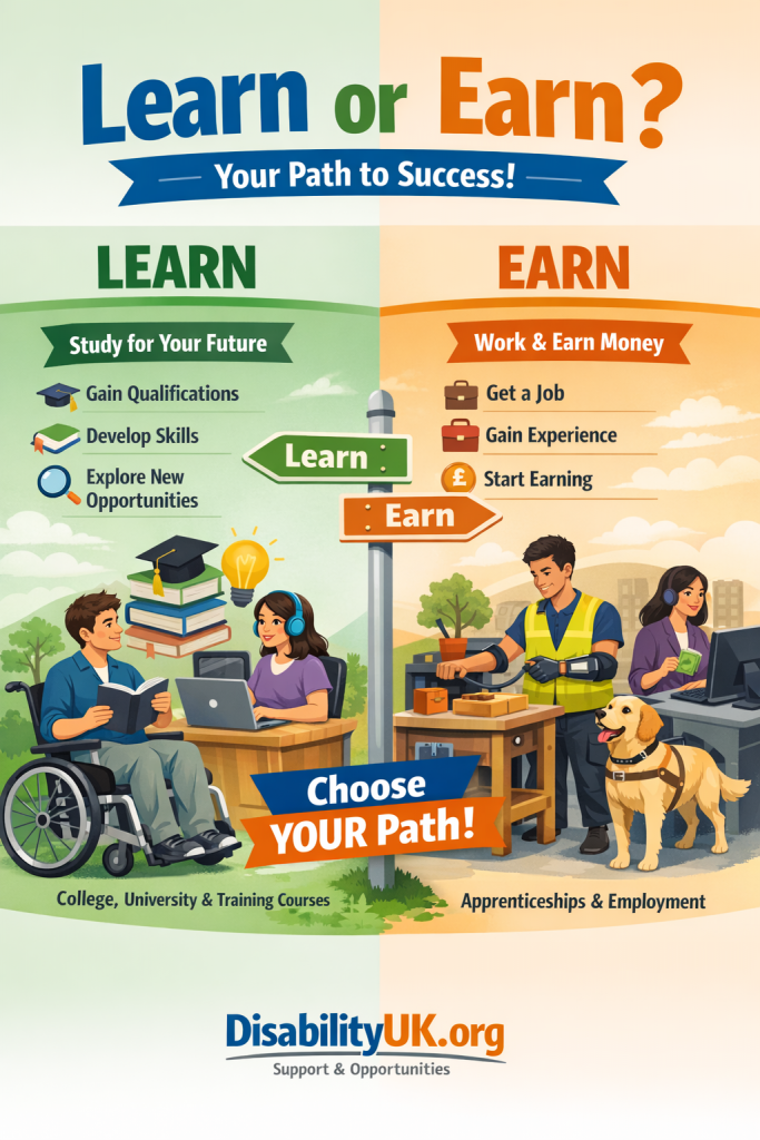 Disabilityuk.org Learn Or Earn Infographic